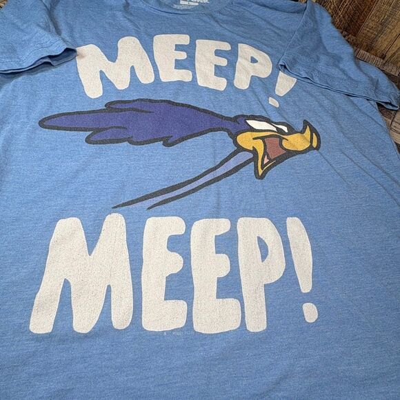 Looney Tunes “MEEP! MEEP!” Road Runner Graphic Tee by Popfunk – Blue – Size Larg - Picture 2 of 5
